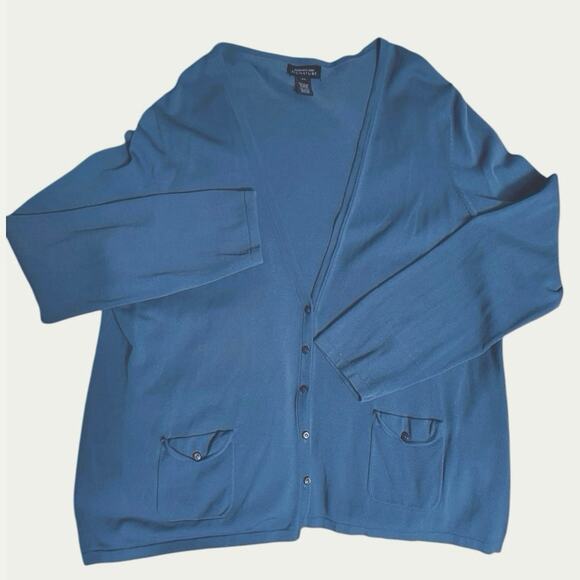 Womans Jones New York Signature 3xRayon Nylon Cardigan V Neck Button Up Pockets - Picture 6 of 11